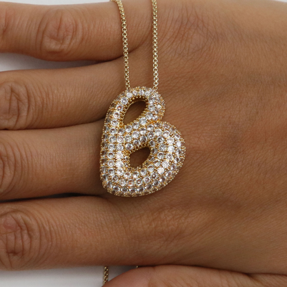 Sparkly Letter Diamond Pendent Necklace