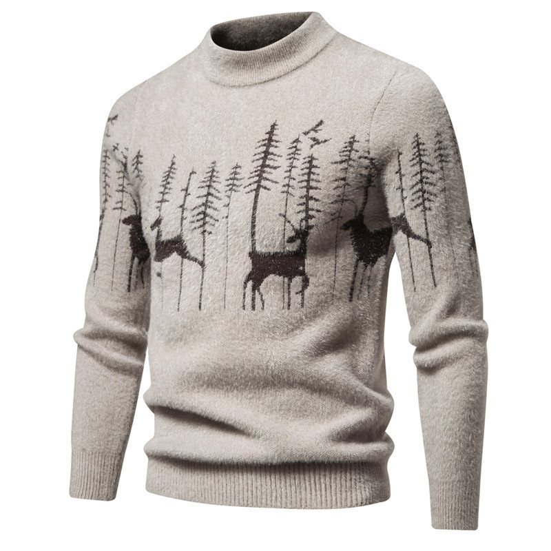 Cozy Traditional Mens Sweater - Crew Neck Cotton Knit - Luxicro