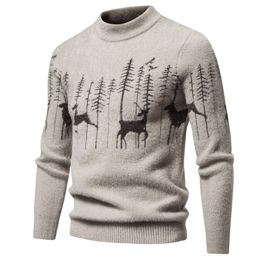 Cozy Traditional Mens Sweater - Crew Neck Cotton Knit - Luxicro