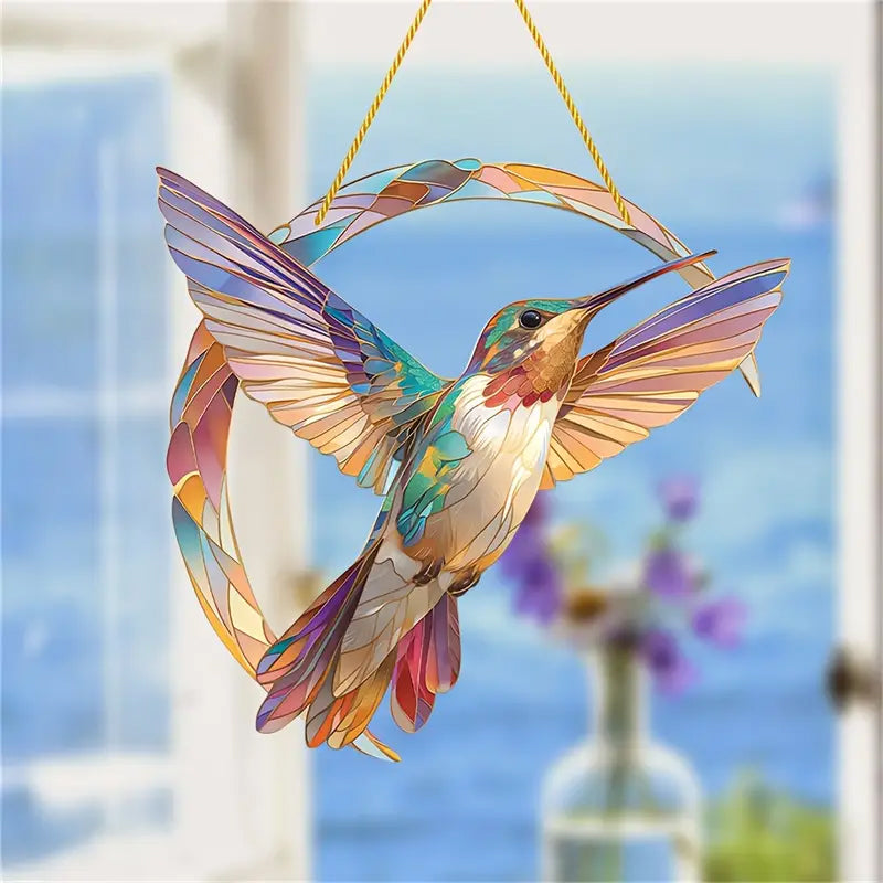 Vibrant Stained Glass Window Hanging Decoration