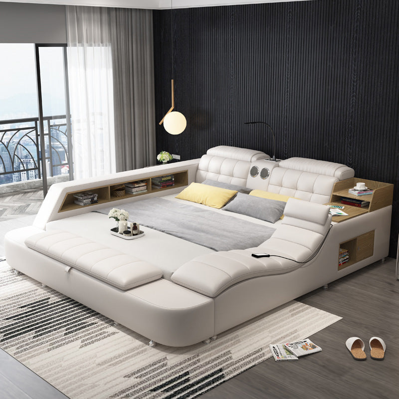 Luxury Pu Leather Bed Frame with Storage Drawer