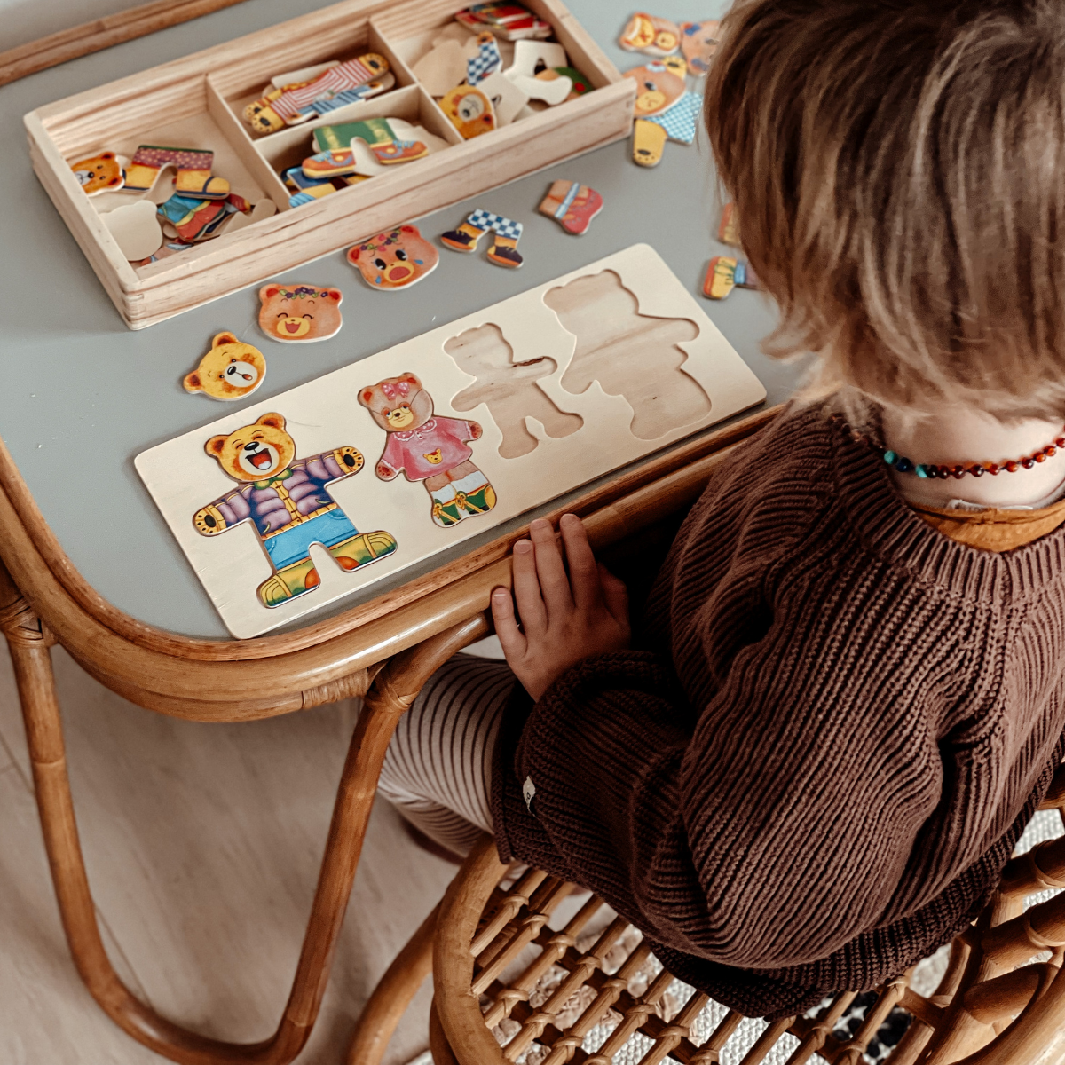 Colorful Wood Bear Jigsaw Puzzle Toy