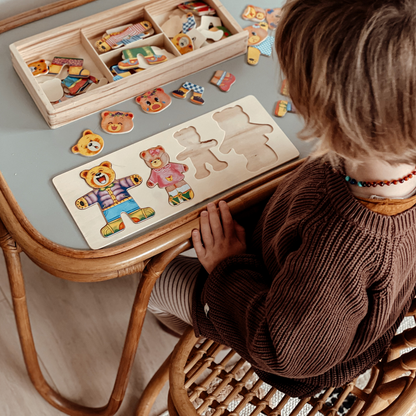 Colorful Wood Bear Jigsaw Puzzle Toy