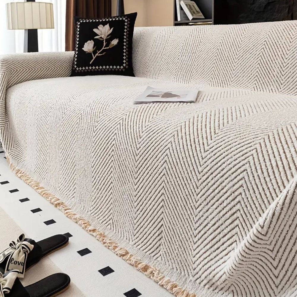 Patterned Gray Fabric Sofa Slipcover