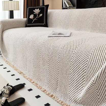 Patterned Gray Fabric Sofa Slipcover