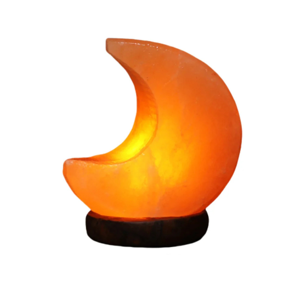 Natural Salt Crystal Lamp LED Warm Nightlight Wood Base