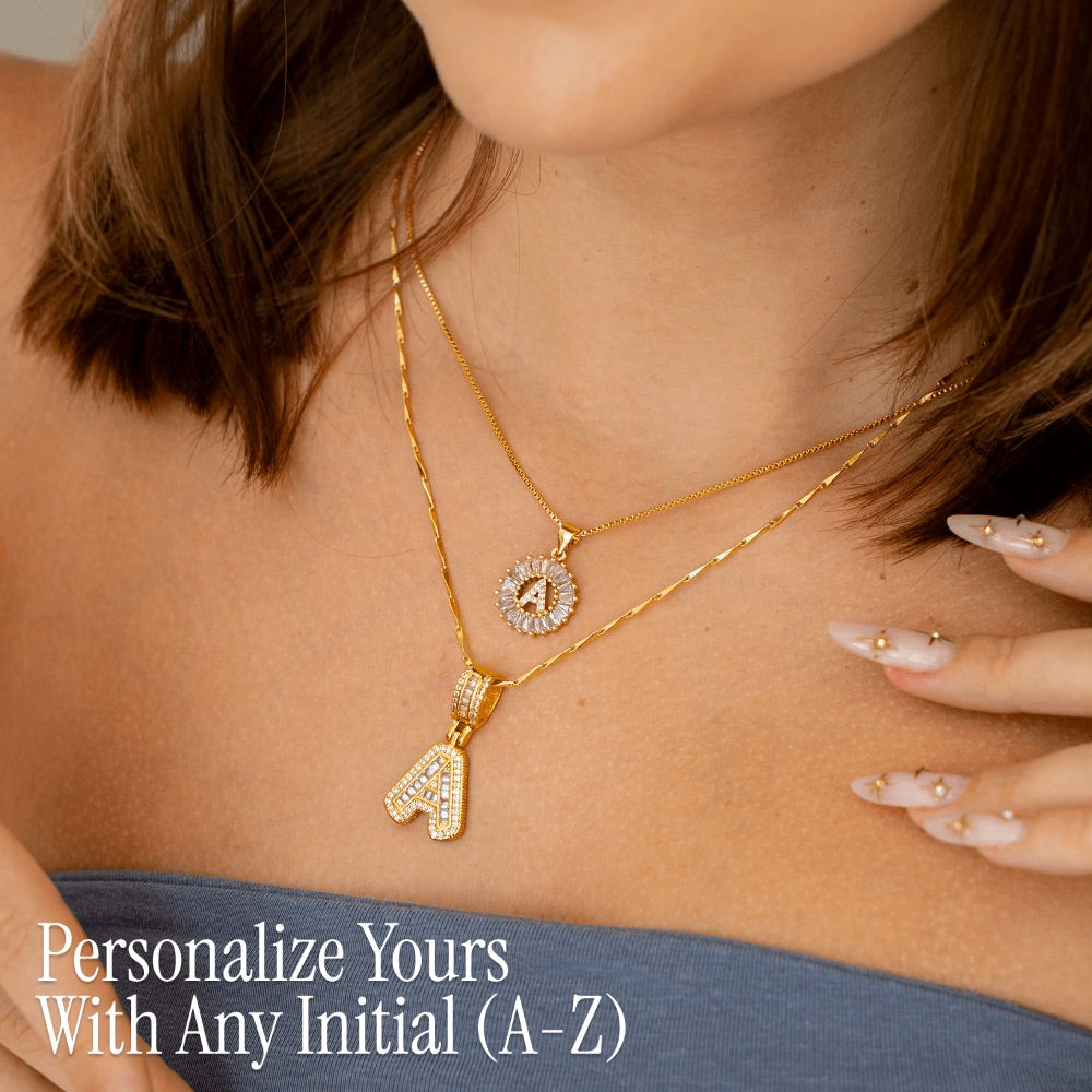 Fine 14k Gold Initial Diamond Pendant Necklace