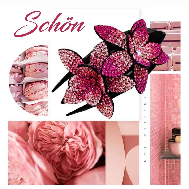 Sparkly Floral Double Hair Barrette - Luxicro