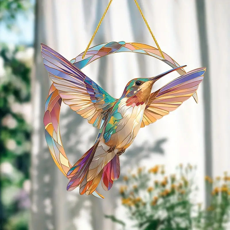 Vibrant Stained Glass Window Hanging Decoration