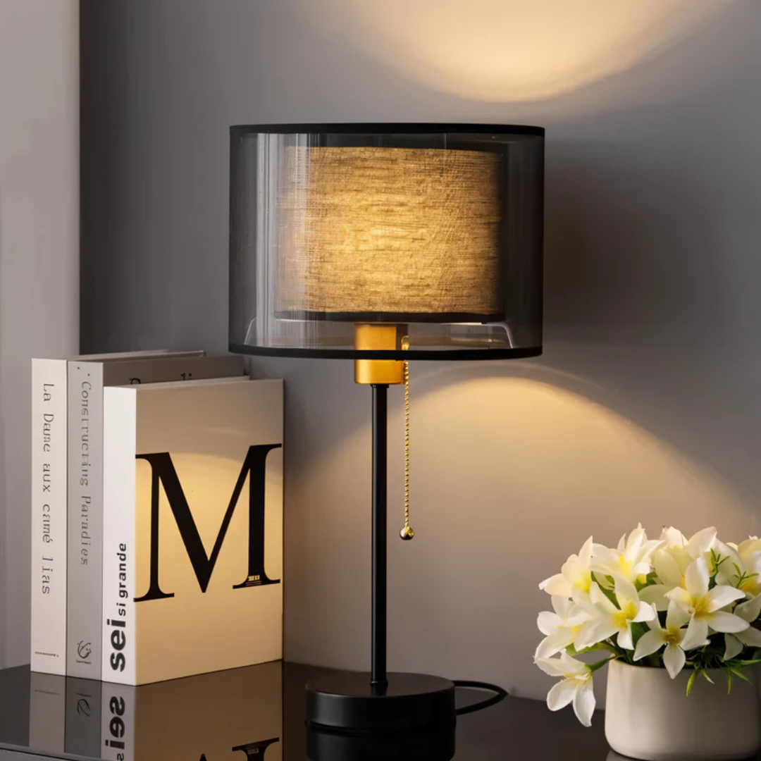 Elegant Desk Lamp with Double Fabric Shade