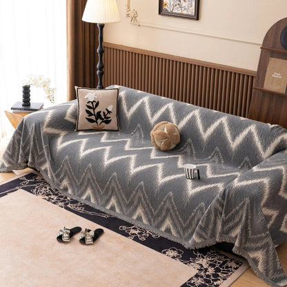 Beige Patterned Fitted Sofa Slipcover