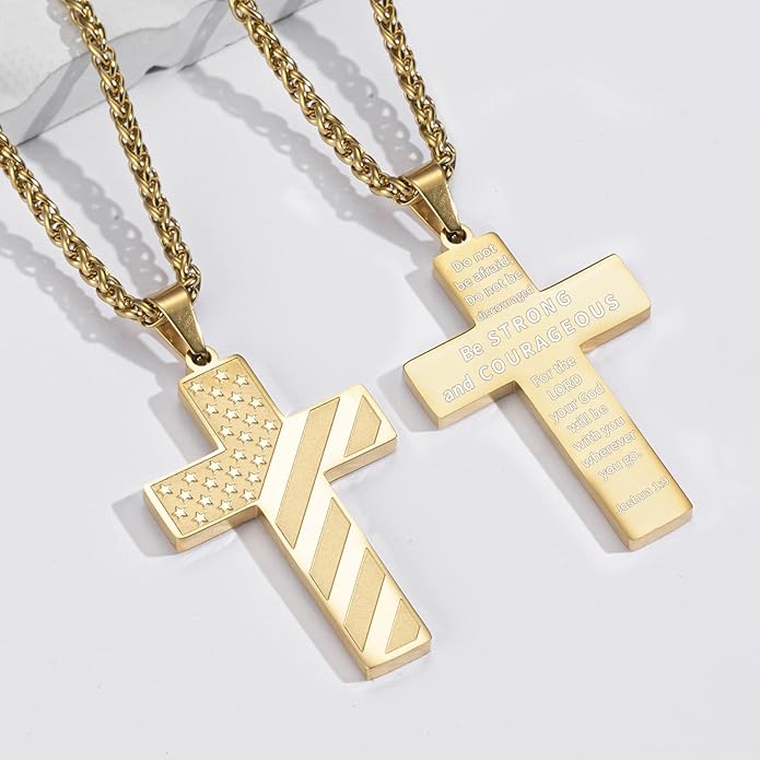 American Flag Cross Charm Necklace