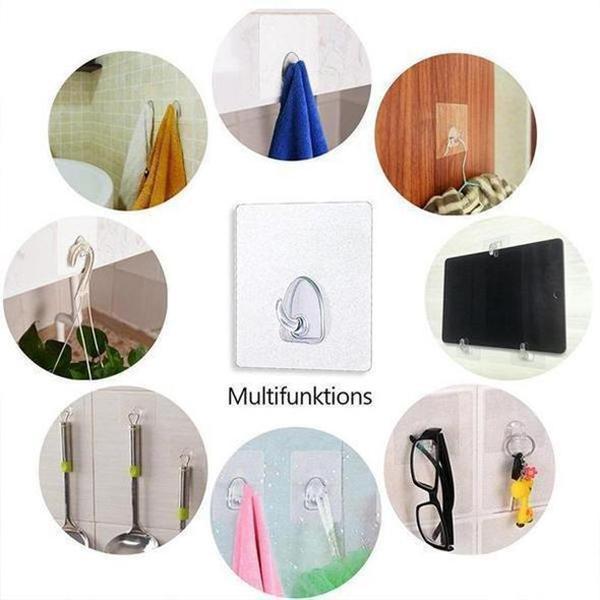Easy Install Clear Adhesive Wall Hooks (20 Pack)