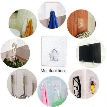 Easy Install Clear Adhesive Wall Hooks (20 Pack)