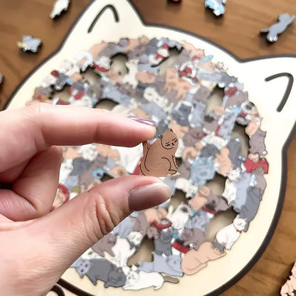Difficult Wooden Cat Jigsaw Puzzle 135 Pieces