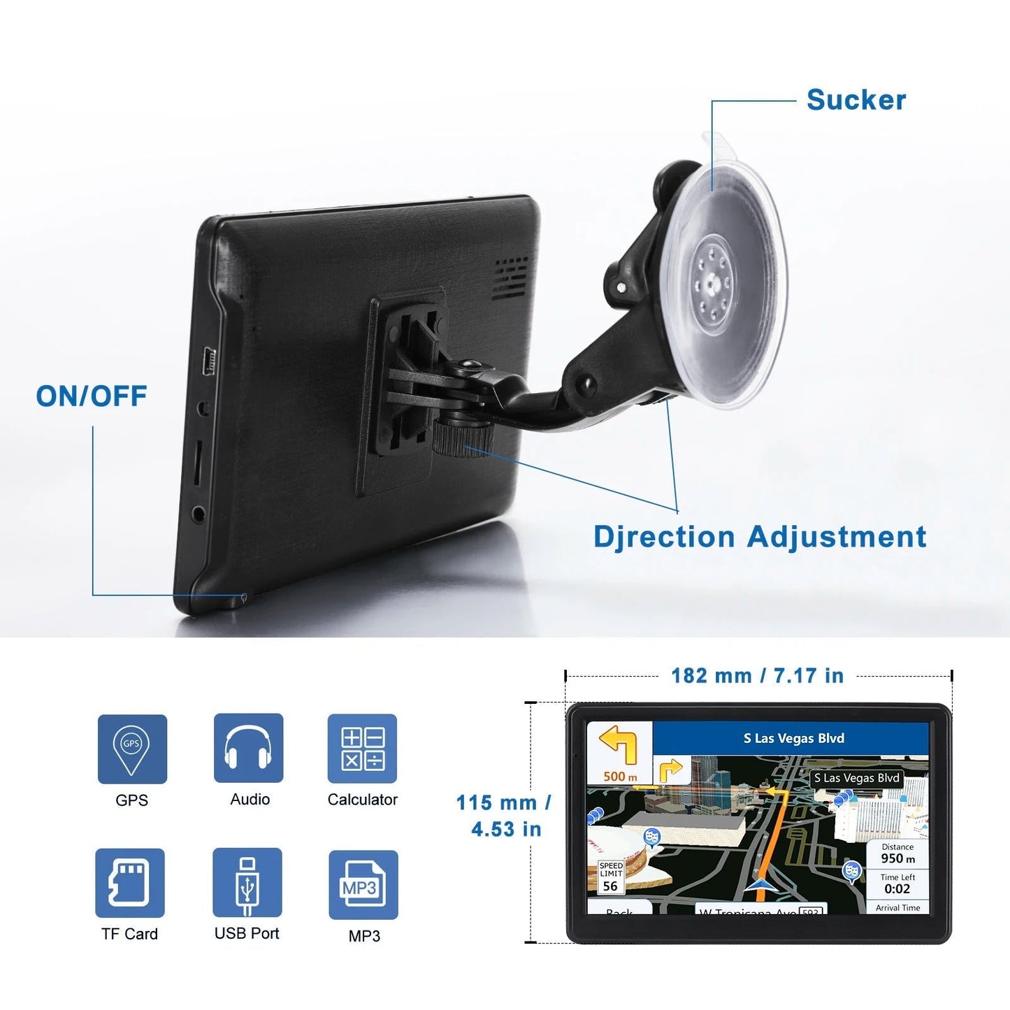 Portable 7 Inch Car GPS Navigator System