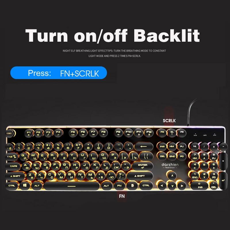 Vintage Round Backlit Keyboard Gaming Keycap Set