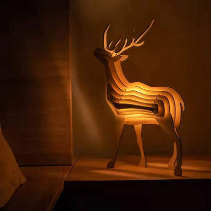 Rustic Wood Animal Desk Light