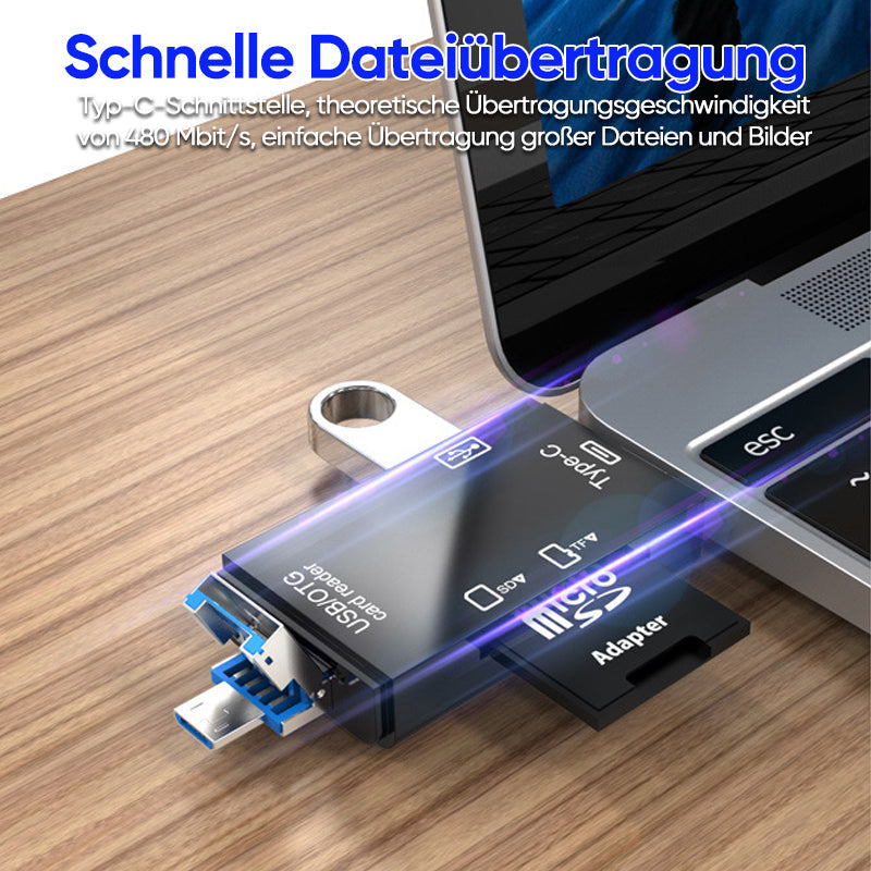 Versatile 6-in-1 USB Card Reader