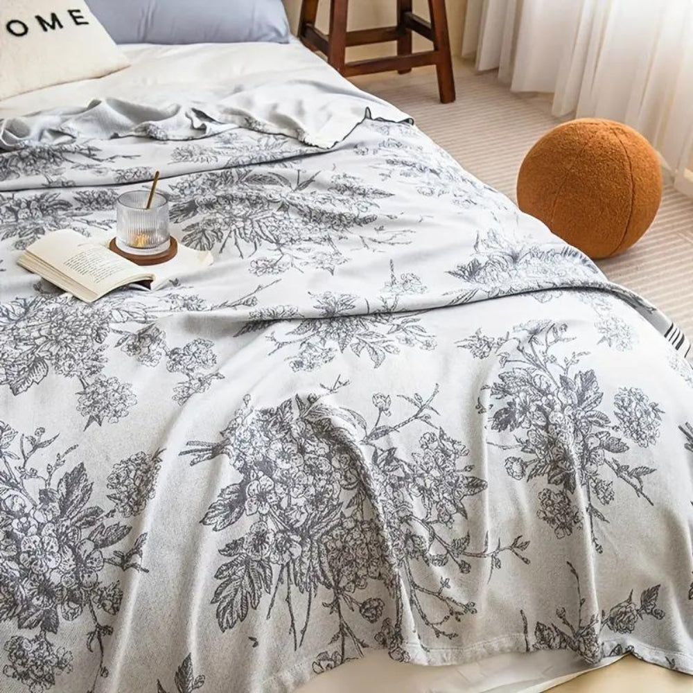Natural Floral Bamboo Lightweight Blanket - Luxicro