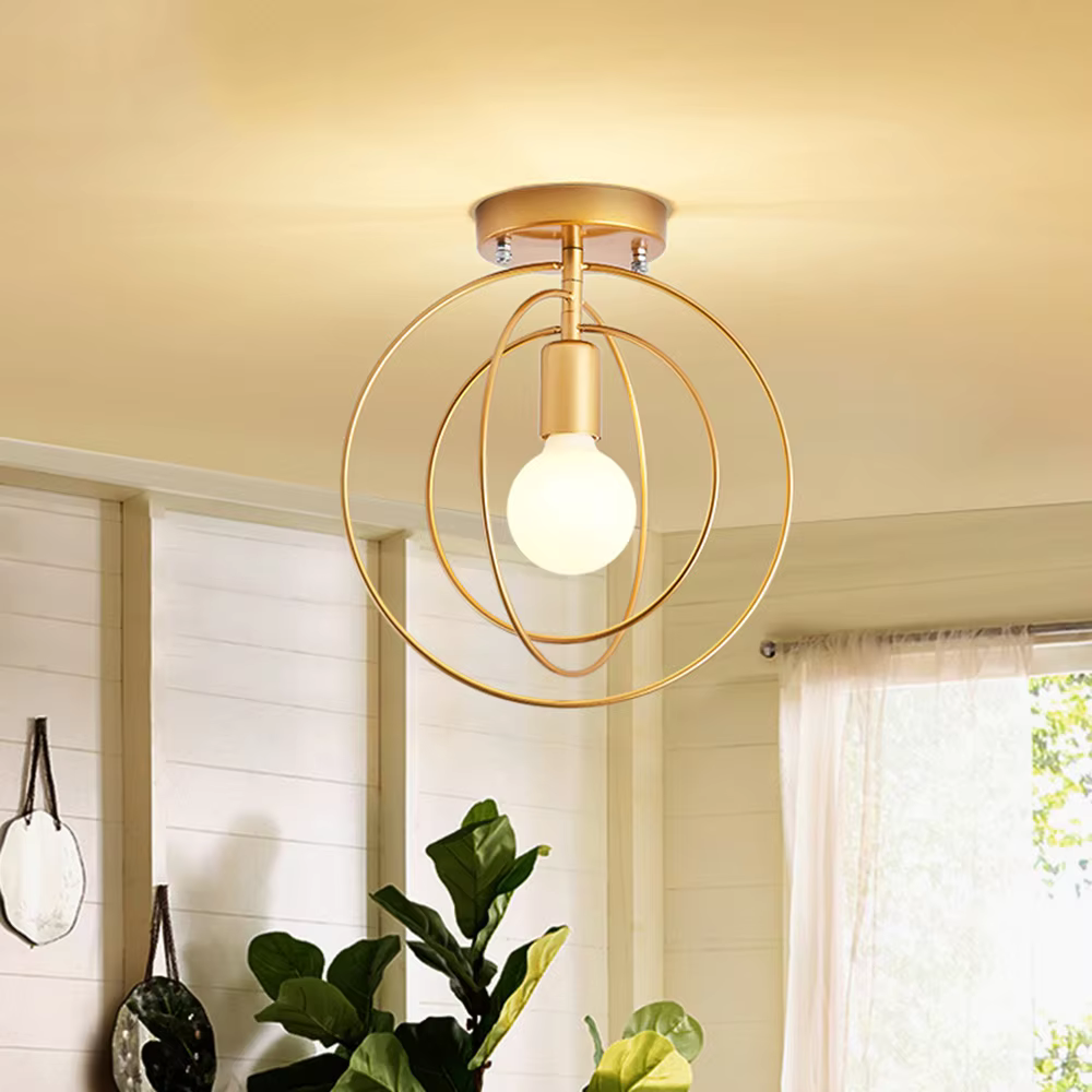 Elegant Round Gold Ceiling Lamp - Luxicro