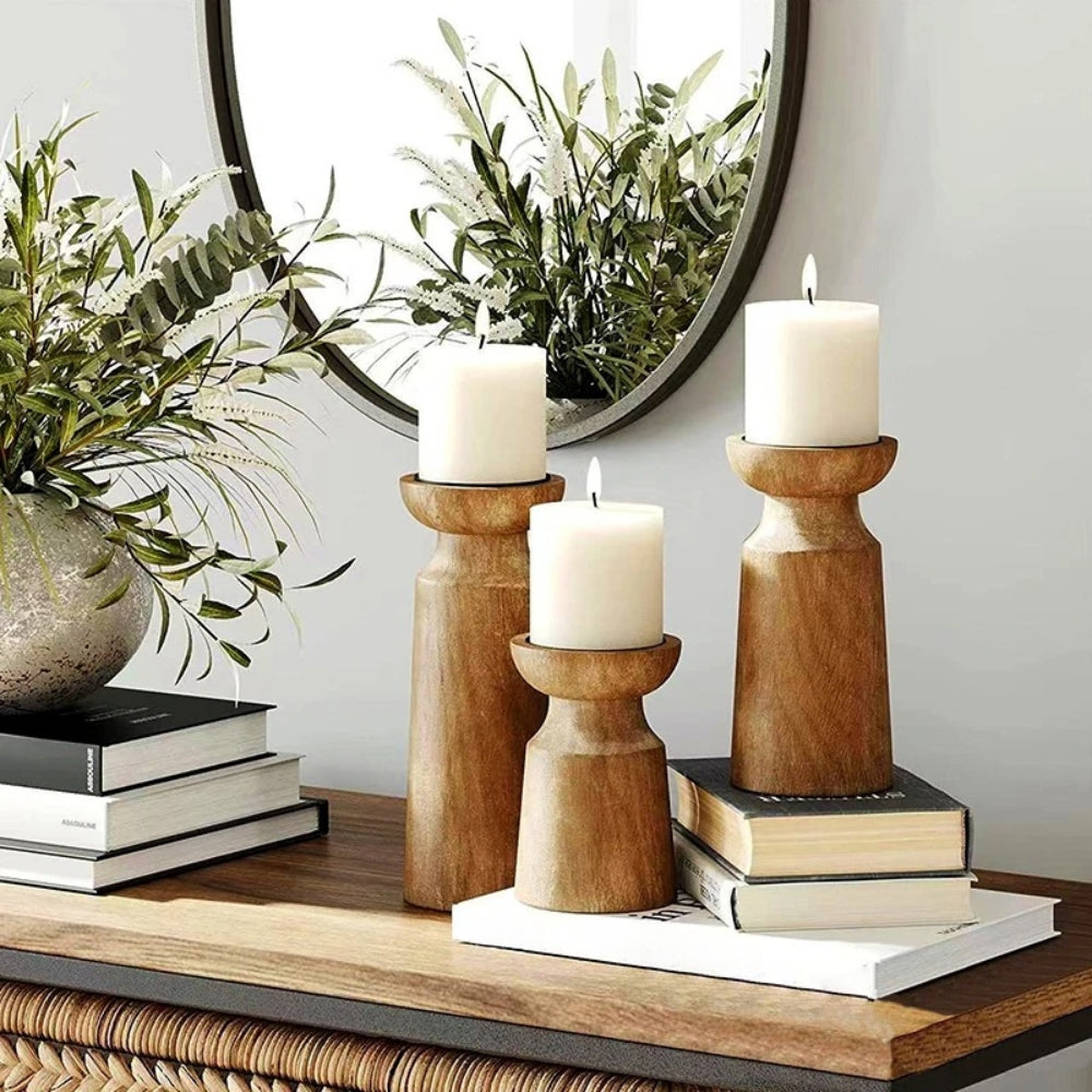 Traditional Handcrafted Wood Candle Holders - Luxicro