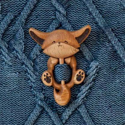Adorable Wood Animal Brooch Pin