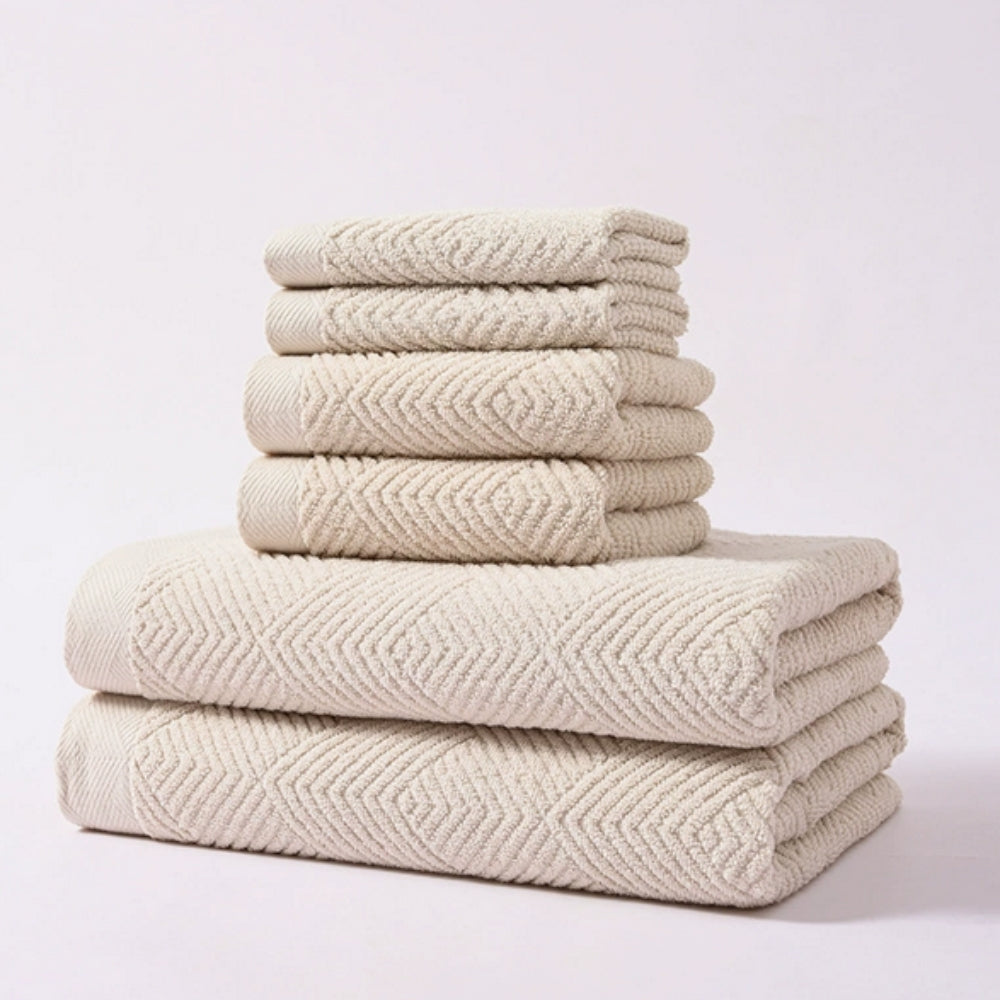 Soft Absorbent Cotton Towels 6 Piece Set - Luxicro