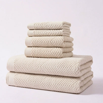 Soft Absorbent Cotton Towels 6 Piece Set - Luxicro