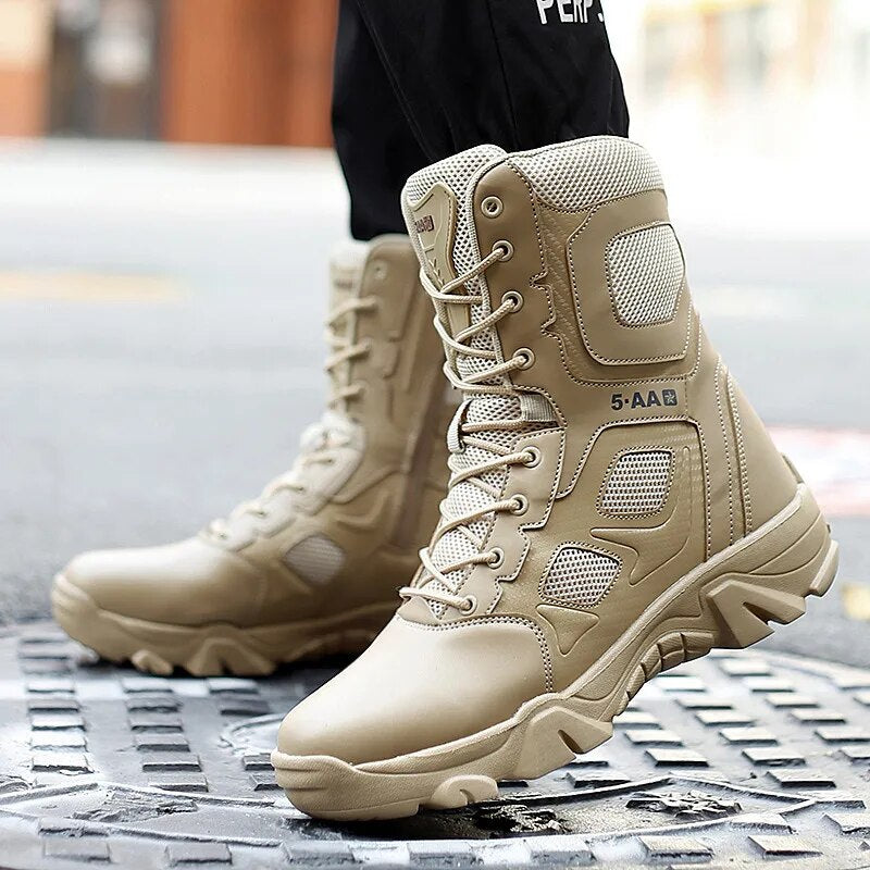 Rugged Outdoor Men's Hiking Boots - High Top, Suede Mesh - Luxicro