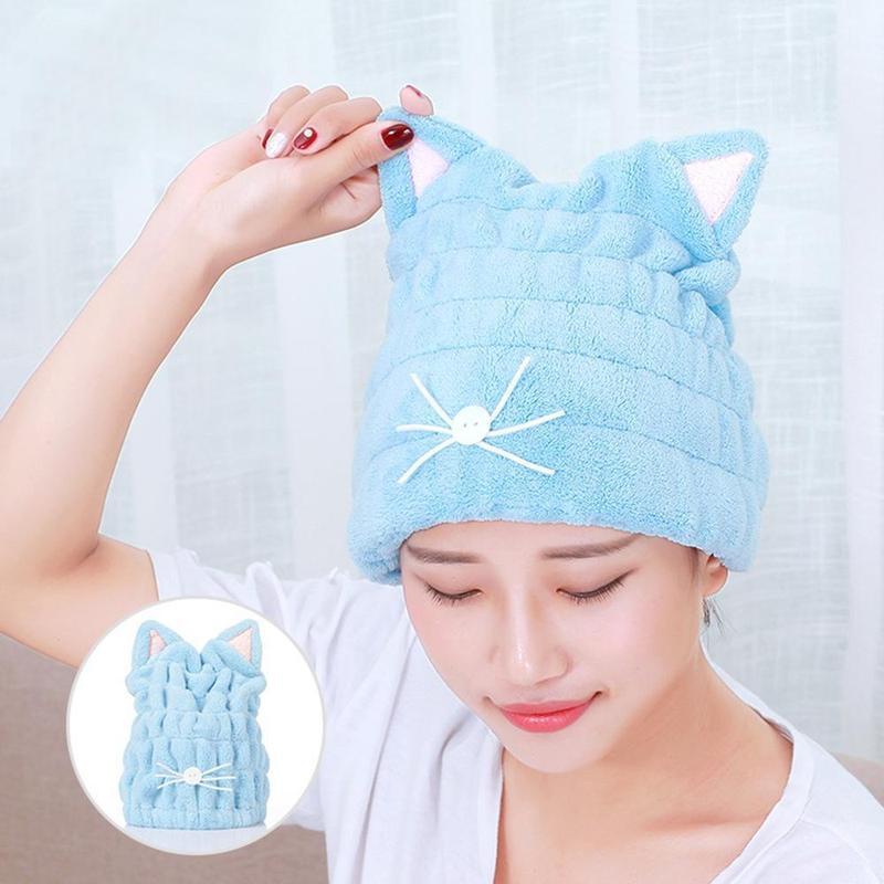 Soft Cat Ear Microfiber Bath Cap
