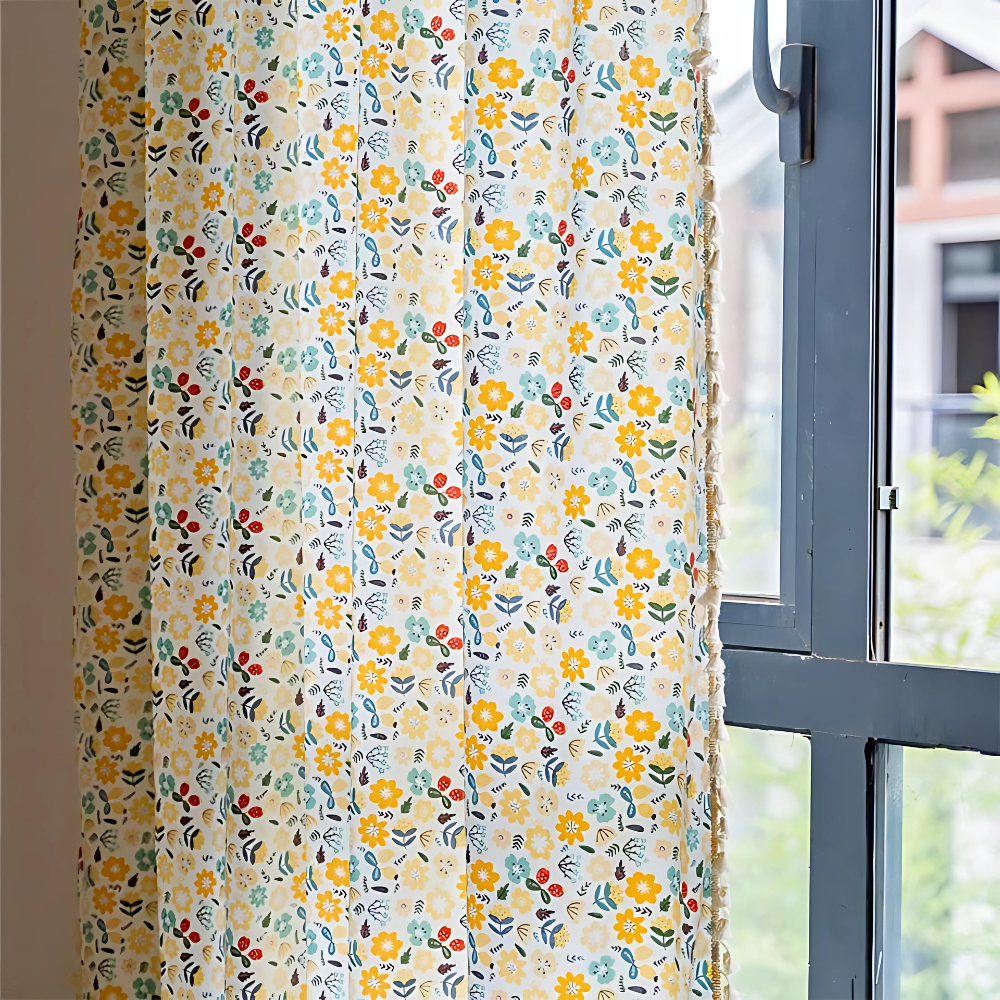 Bright Floral Sheer Window Curtain - Luxicro