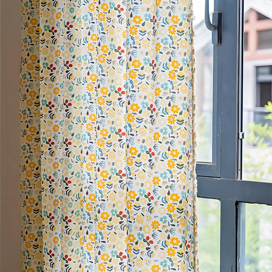 Bright Floral Sheer Window Curtain - Luxicro