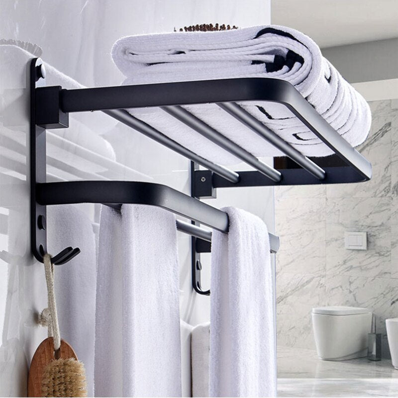 Compact Wall Mount Folding Towel Holder
