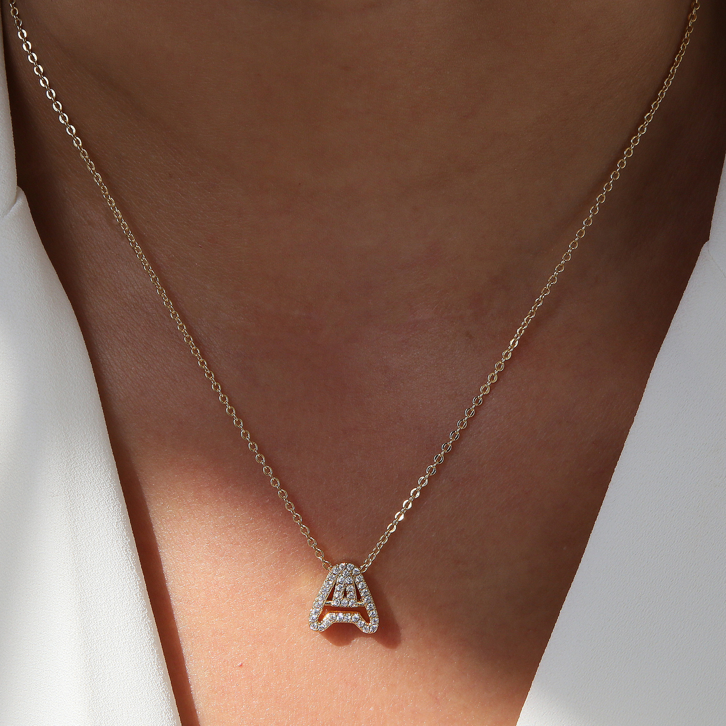 Shining Monogram Diamond Pendant Necklace