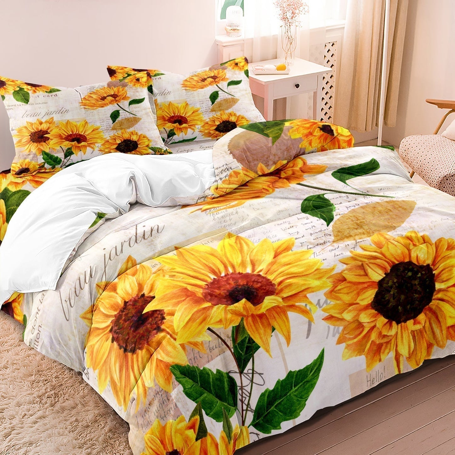 Soft Flower Pattern Bed Sheets