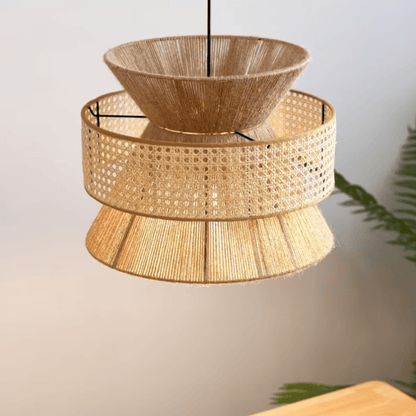 Natural Hemp Rope Hanging Lamp Boho Style Lighting Fixture
