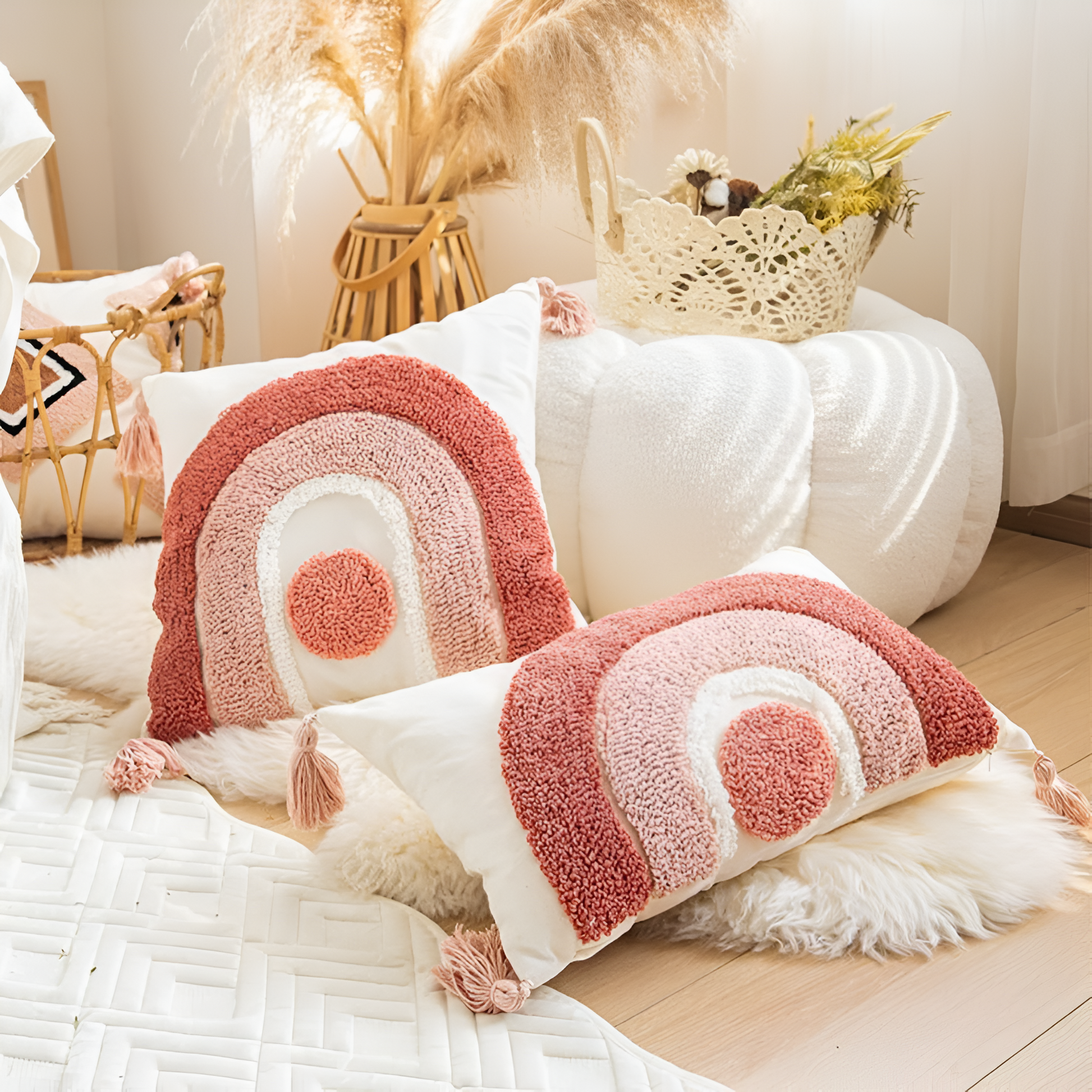 Decorative Stitched Floral Pillow Cover - Luxicro