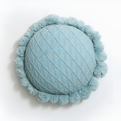 Colorful Floral Pom Pom Pillow