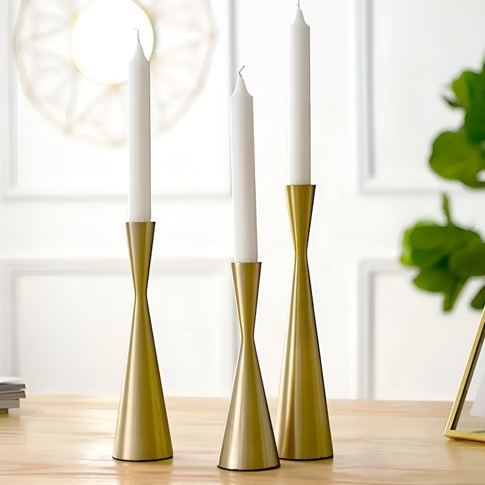 Modern Brass Metal Candle Holder Set of 3 - Luxicro