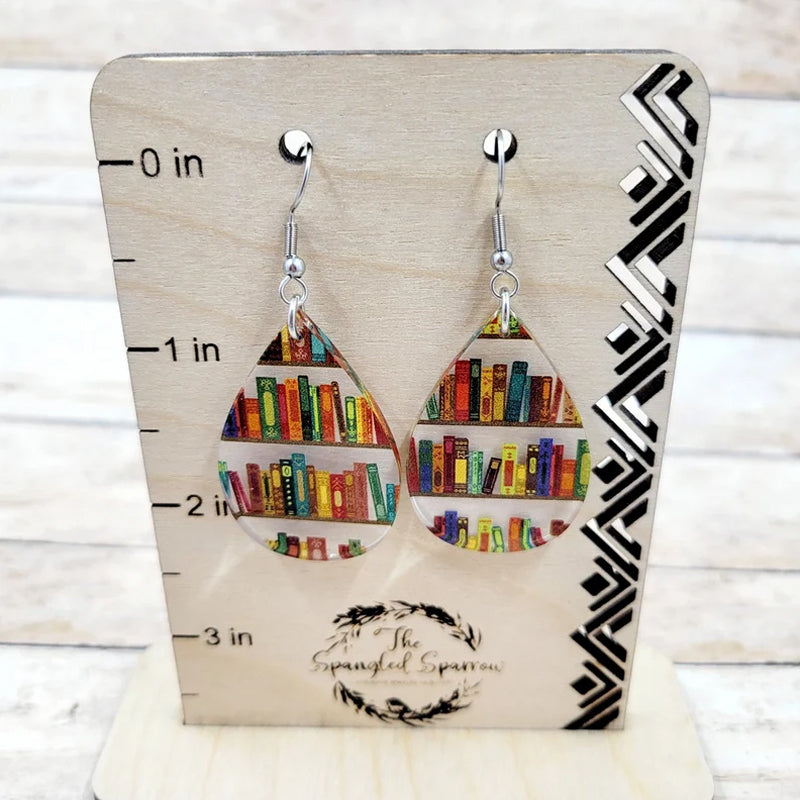 Natural Tree Book Dangle Earrings
