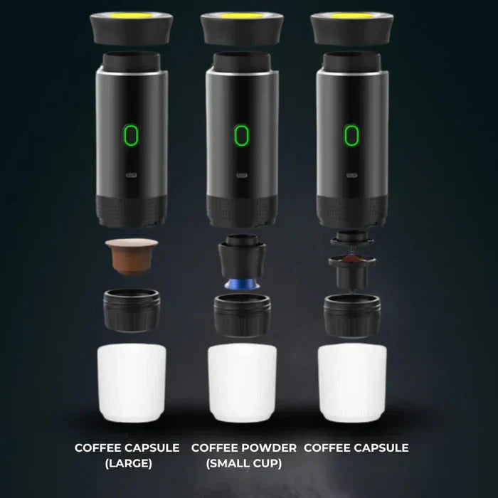 Compact Travel Coffee Machine with Grinder & Frother