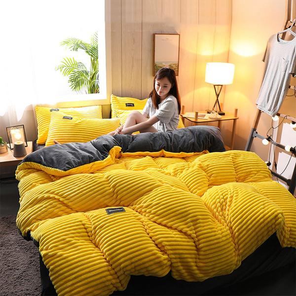 Plush Corduroy Soft Velvet Bedding Set