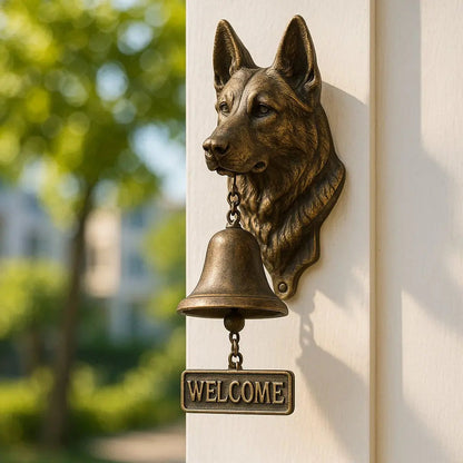 Traditional Bronze Wall Bell with Dog Design - Luxicro