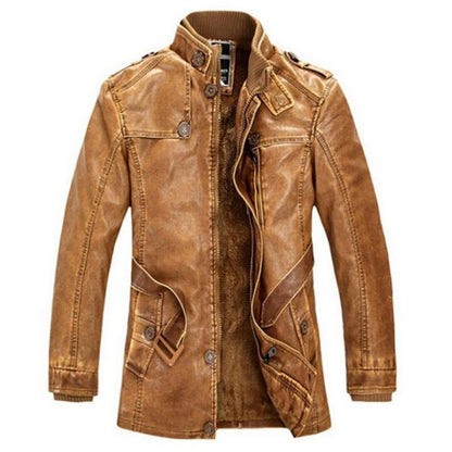 Authentic Mens Faux Leather Jacket - Stylish Zip Up Coat