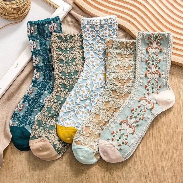Colorful Flower Women's Ankle Socks 5 Pack