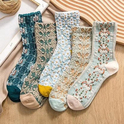 Colorful Flower Women's Ankle Socks 5 Pack
