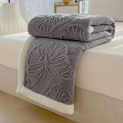 Plush Fleece Throw Blanket with Colorful Butterfly Pattern