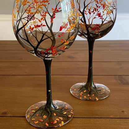 Beautiful Painted Wine Glass - Decorative Glassware