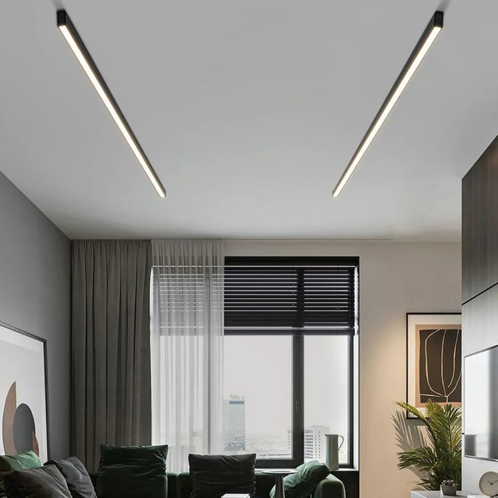 Slim Black Modern Linear Ceiling Lamp